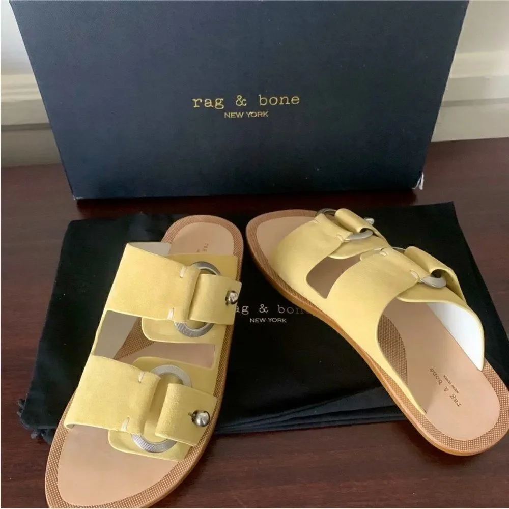 Rag&Bone Women’s strappy suede Leather upper/lining slide sandal Size 6 NIB